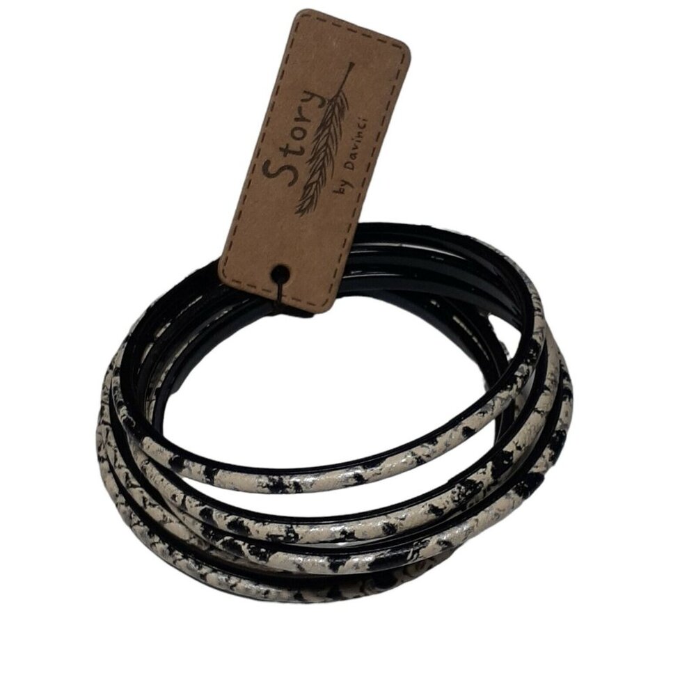 Story Brand Animal Print 5 Stacked Bangle Bracelets Story by Davinci
